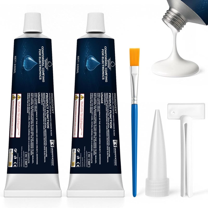 1DFAUL 200ml White Conformal Coating for Electronics, Silicone Conformal Coating Insulating Sealant, Waterproof, Dust& Moisture Resistant, for Reliable Electronic Components Protection - Image 1